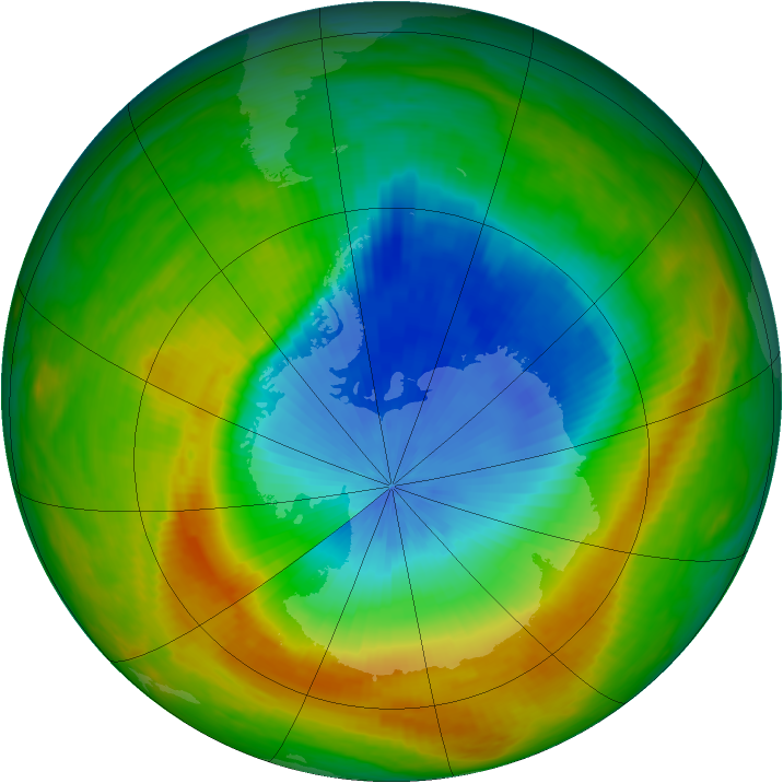 Antarctic ozone map for 03 November 1986